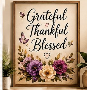 Grateful Thankful Blessed Wall Art