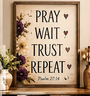 Pray Wait Trust Repeat Wall Art